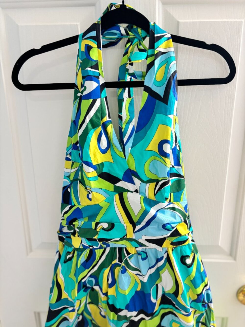 NWT Boston Proper Abstract Print Halter Fit and Flare Midi Dress - Picture 3 of 7